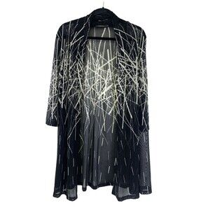 Radzoli Lightweight Cardigan Spandex Nylon Black Cream Sheer Stretch Women Large